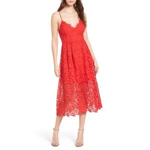 ASTR | Red Lace Midi Dress